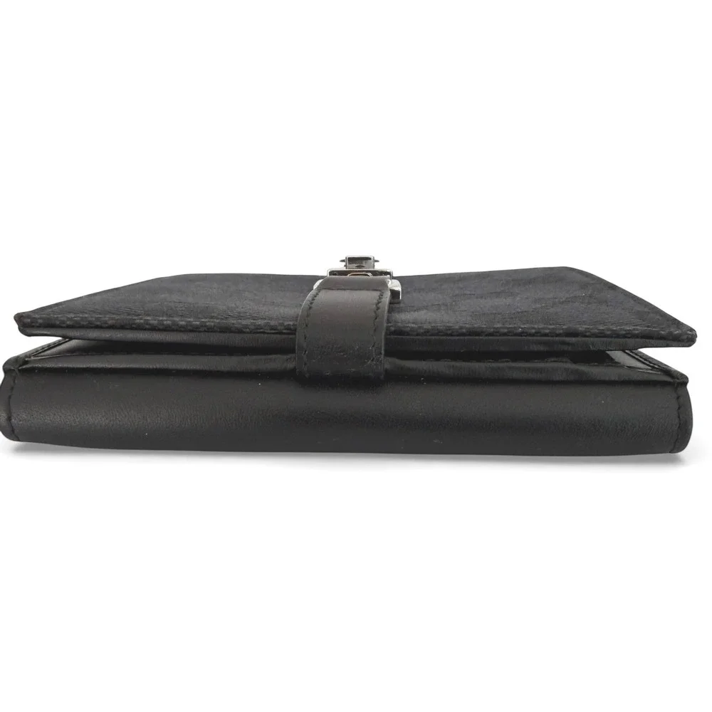 Gucci Vintage GG Canvas Black Leather Piston Clasp Bifold Wallet Made in Italy - Picture 11 of 12